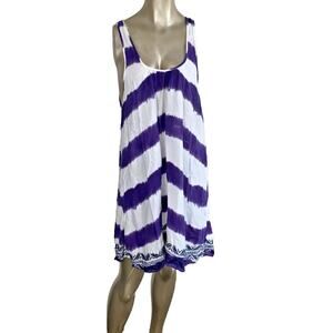 Roxy Women's Junior Purple White Embroidered Swim Cover Up Dress Small